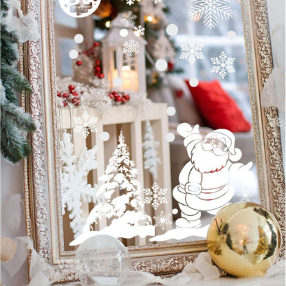 260 PCS Double-Sided Christmas Window Stickers – 9 Sheets Reusable White Static Xmas Window Clings for Home, Shop & Holiday Decorations
