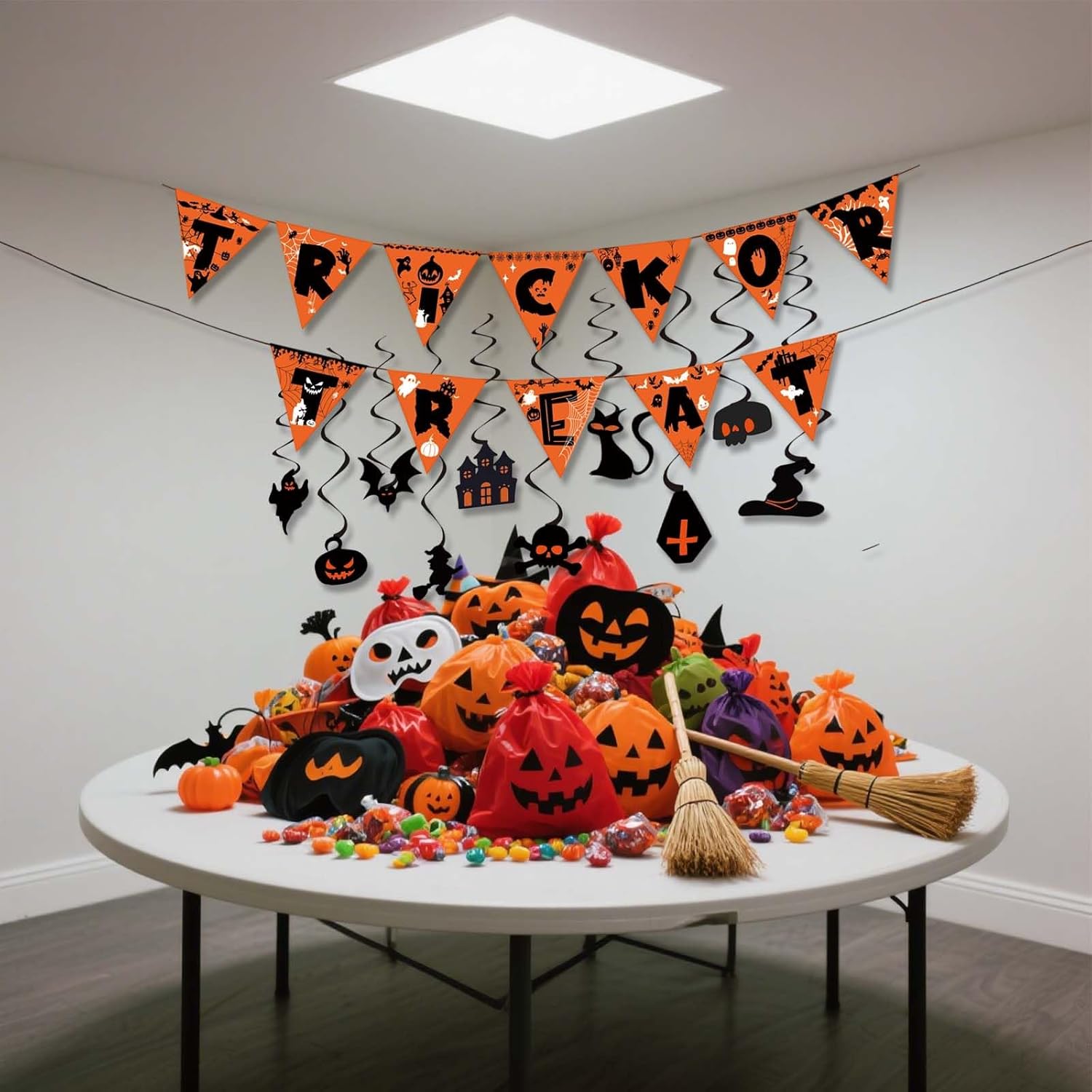 Reusable Happy Halloween Banner & Trick or Treat Sign – Halloween Party Decorations & Hanging Decor for Indoor Outdoor Use