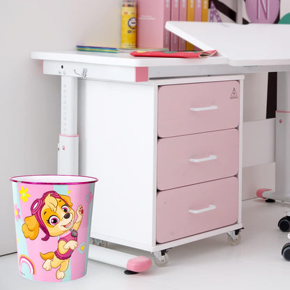 Kids Waste Paper Bin 7L – Paw Patrol Skye & Everest Design Plastic Trash Can for Bedroom, Study Desk & Playroom, Lightweight Open Top Dustbin