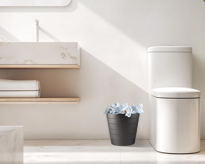 8L Plastic Paper Bin – Shatterproof Open Top Office & Desk Waste Basket, Modern Wave Design, Black