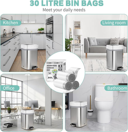 30L Compostable Bin Bags – Biodegradable Food Waste Caddy Liners, Unscented, 100 Pack (50×60cm)