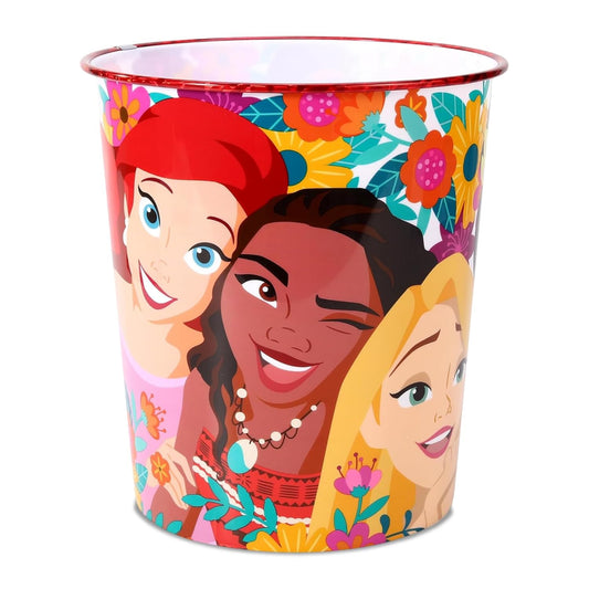 Kids Waste Paper Bin 7L – Disney Princess Design Plastic Trash Can for Bedroom, Study Desk & Playroom, Lightweight Open Top Dustbin