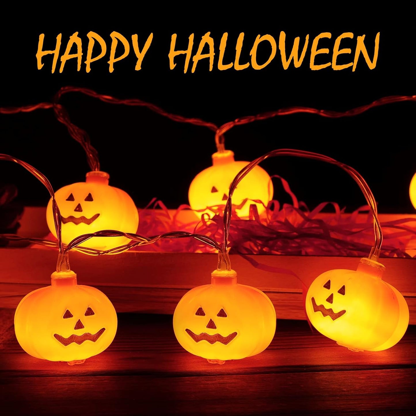 3M Halloween Pumpkin String Lights – 20 LED Battery Powered Fairy Lights for Indoor Outdoor Room, Garden & Party Decor