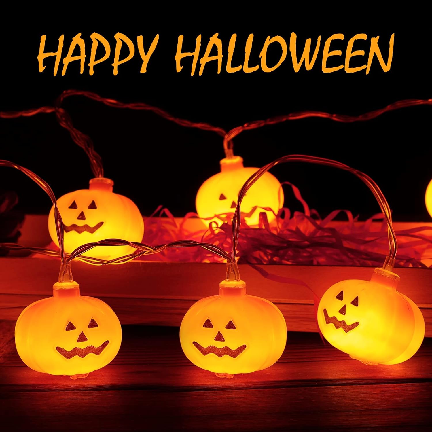 3M Halloween Pumpkin String Lights – 20 LED Battery Powered Fairy Lights for Indoor Outdoor Room, Garden & Party Decor