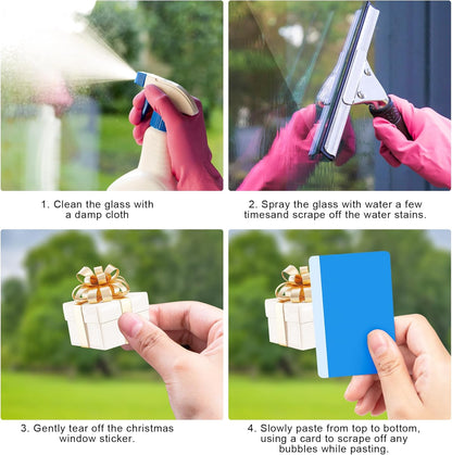 190PCS 3D Christmas Window Stickers – Double-Sided Santa Claus & Snowflake Clings, Self-Adhesive Window Decals for Home, Shop & Holiday Party Decorations