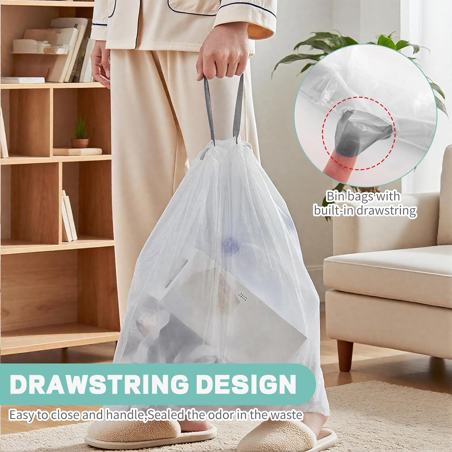 30L Compostable Bin Bags – Biodegradable Food Waste Caddy Liners, Unscented, 100 Pack (50×60cm)