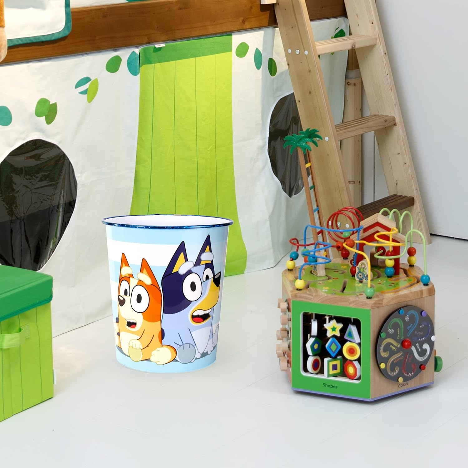 Kids Waste Paper Bin 7L – Bluey Design Plastic Trash Can for Bedroom, Study Desk & Playroom, Lightweight Open Top Dustbin