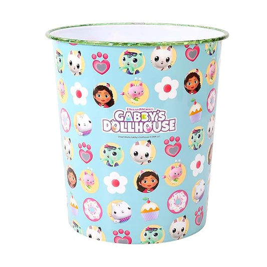 Kids Waste Paper Bin 7L – Gabby’s Dollhouse Design Plastic Trash Can for Bedroom, Study Desk & Playroom, Lightweight Open Top Dustbin