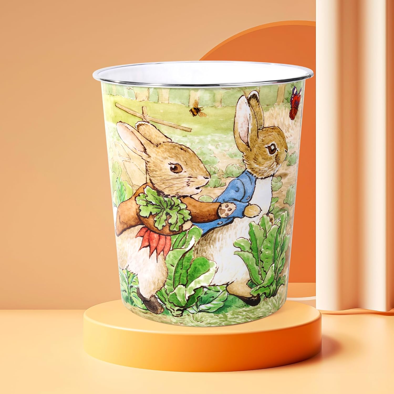 Kids Waste Paper Bin 7L – Peter Rabbit Classic Design Plastic Trash Can for Bedroom, Study Desk & Playroom, Lightweight Open Top Dustbin