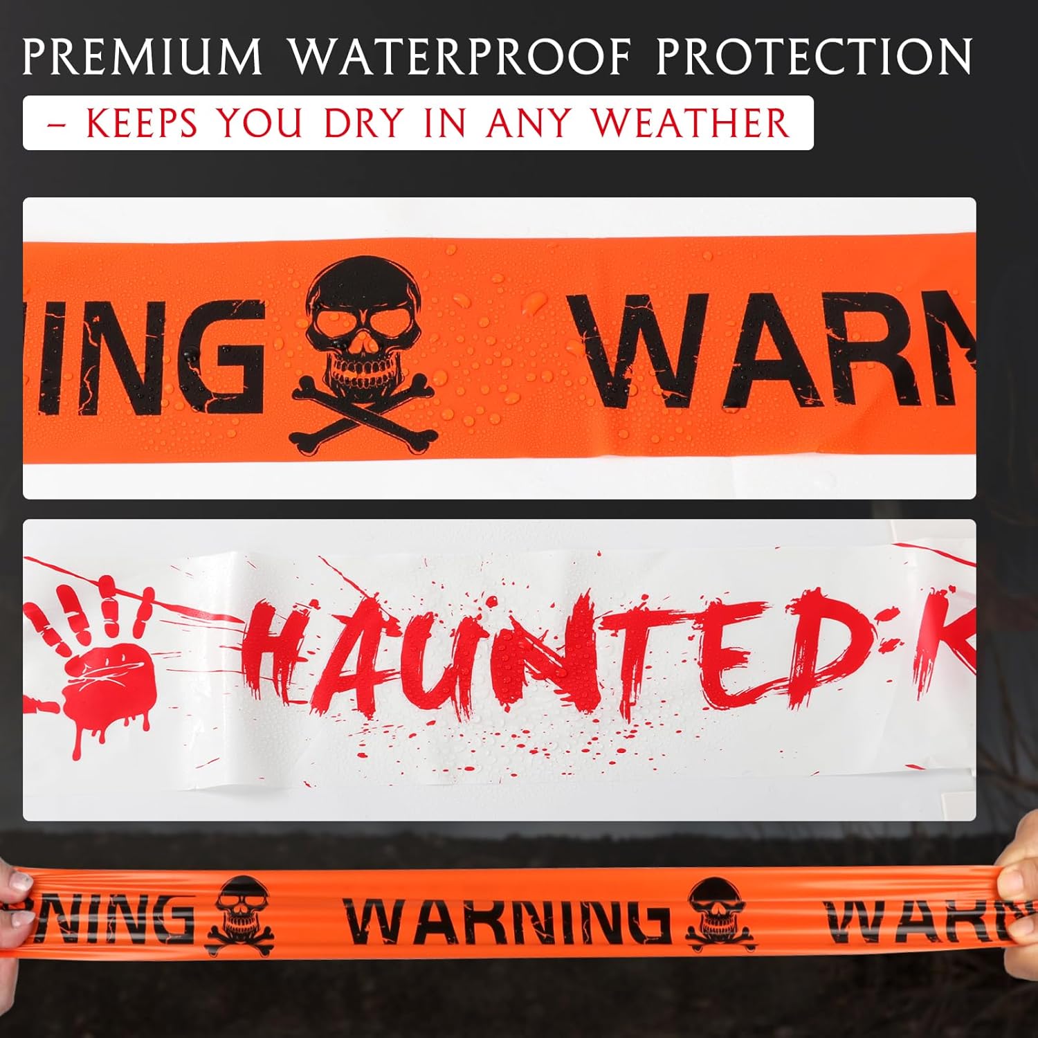 Halloween Caution Tape 4-Pack 40M – Yellow & Black Hazard Warning Tape for Haunted House, Zombie Party & Halloween Decorations