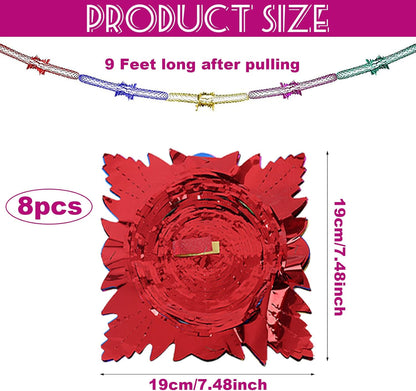 8 Pack Christmas Foil Hanging Decorations – 9FT Red & Green Ceiling Garlands for Xmas, New Year & Holiday Party Supplies