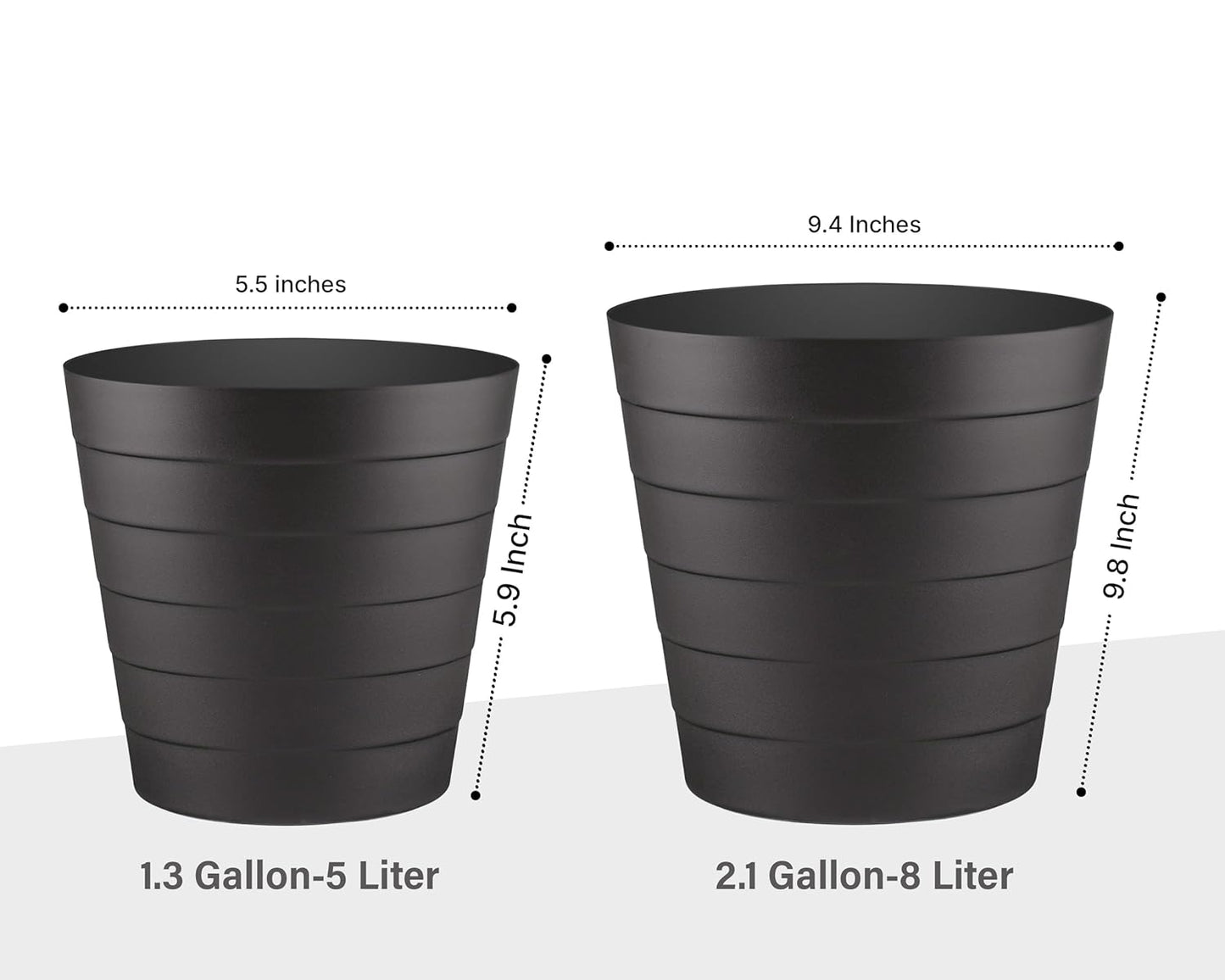 8L Plastic Paper Bin – Shatterproof Open Top Office & Desk Waste Basket, Modern Wave Design, Black