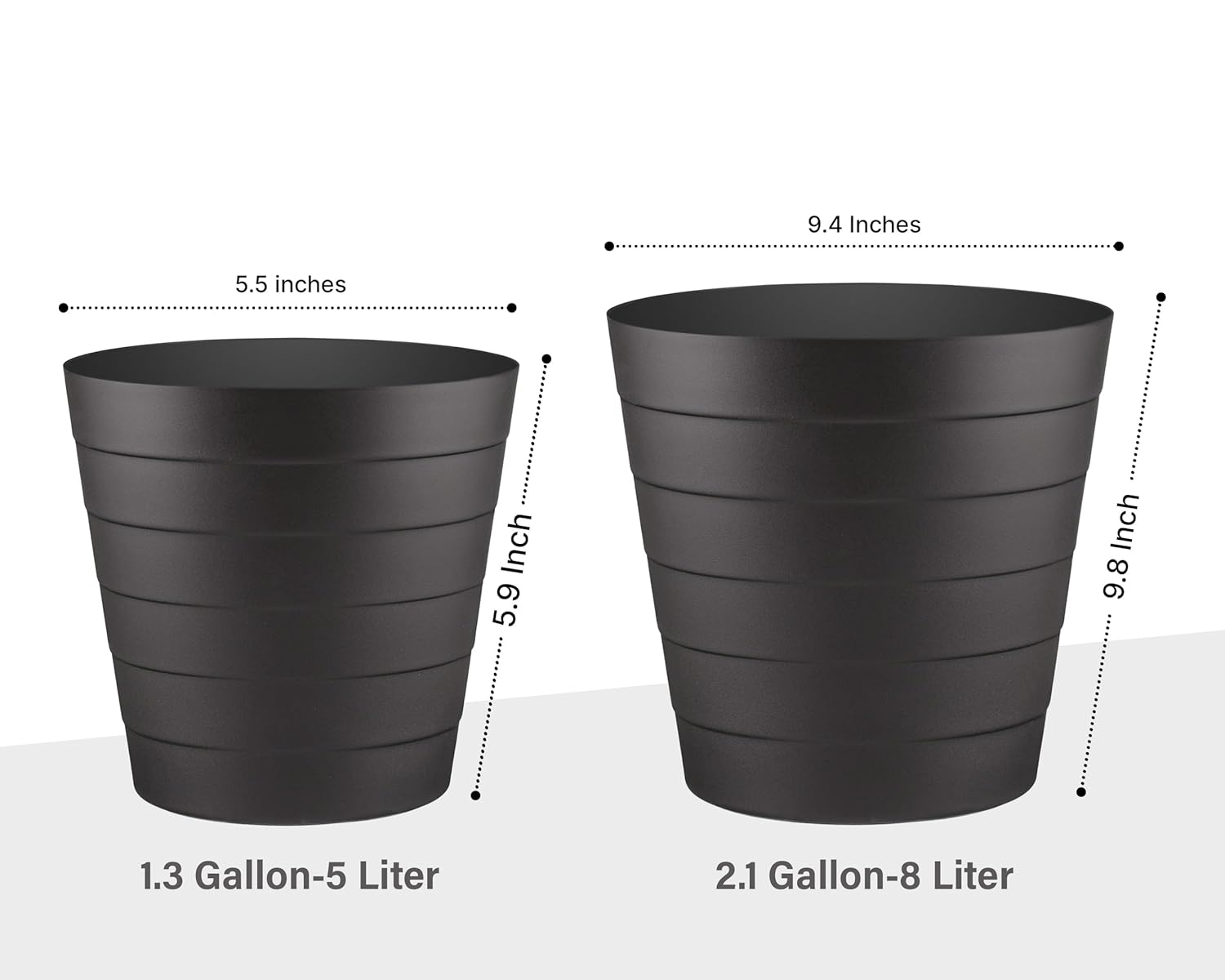 8L Plastic Paper Bin – Shatterproof Open Top Office & Desk Waste Basket, Modern Wave Design, Black