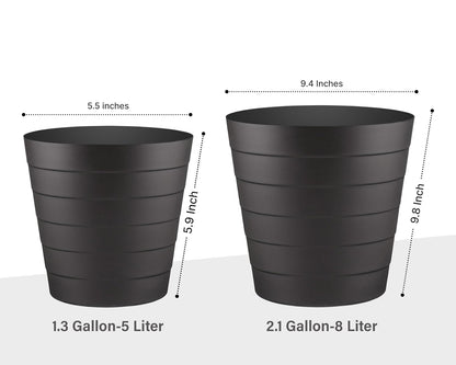 8L Plastic Paper Bin – Shatterproof Open Top Office & Desk Waste Basket, Modern Wave Design, Black