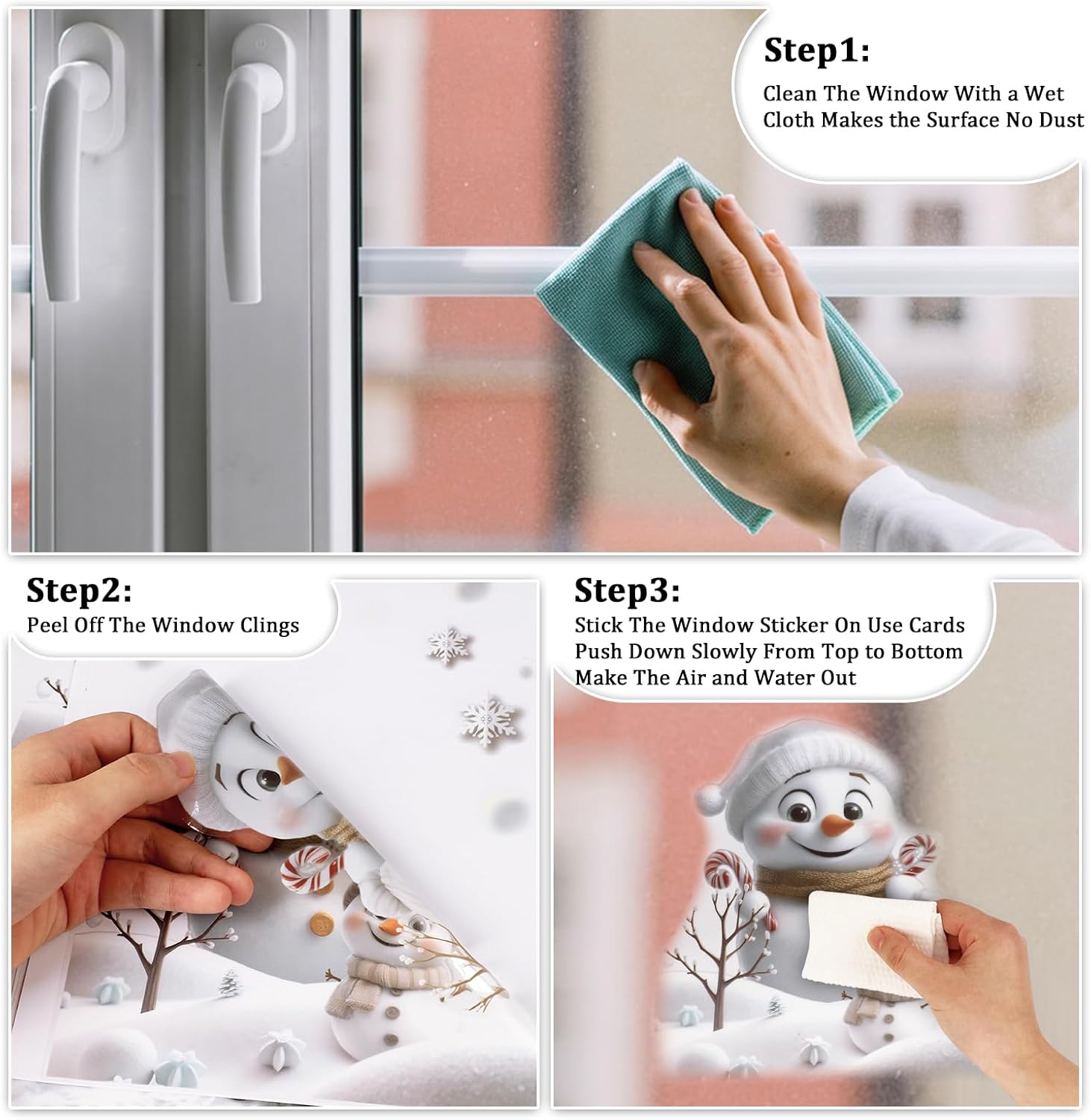 6 Sheets Double-Sided Christmas Window Stickers – Reusable PVC Static Xmas Window Clings for Home, Shop & Holiday Decorations