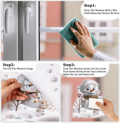 6 Sheets Double-Sided Christmas Window Stickers – Reusable PVC Static Xmas Window Clings for Home, Shop & Holiday Decorations