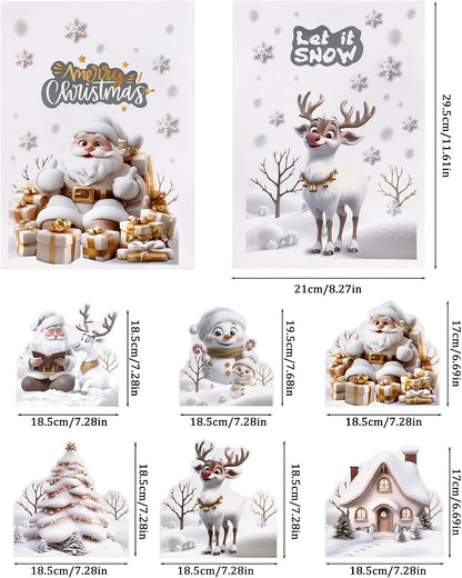 6 Sheets Double-Sided Christmas Window Stickers – Reusable PVC Static Xmas Window Clings for Home, Shop & Holiday Decorations