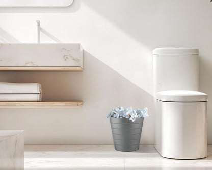 5L Plastic Paper Bin – Shatterproof Open Top Office & Desk Waste Basket, Modern Wave Design, Grey