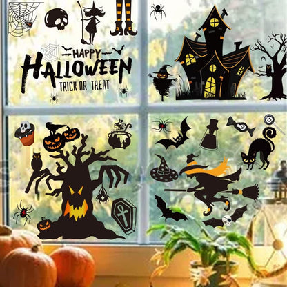 Halloween Window Stickers 169Pcs – Reusable Double-Sided Clings with Bats, Spiders & Pumpkins for Home or Party Decor