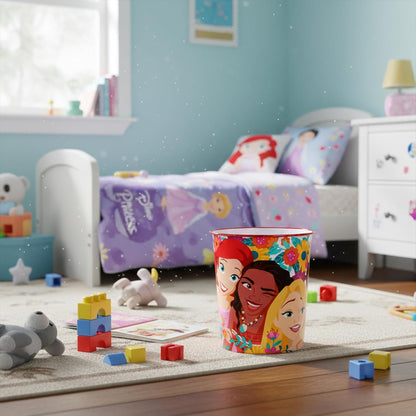 Kids Waste Paper Bin 7L – Disney Princess Design Plastic Trash Can for Bedroom, Study Desk & Playroom, Lightweight Open Top Dustbin