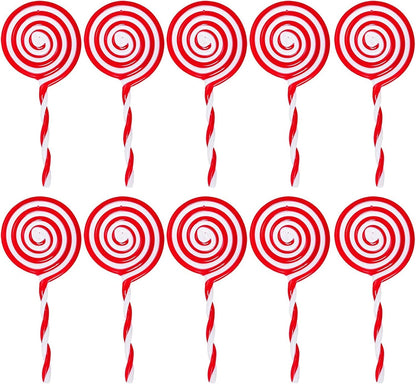 20PCS Christmas Lollipop Ornaments – Red & White Candy Tree Decorations for Xmas Tree Hanging, Home & Holiday Party Décor