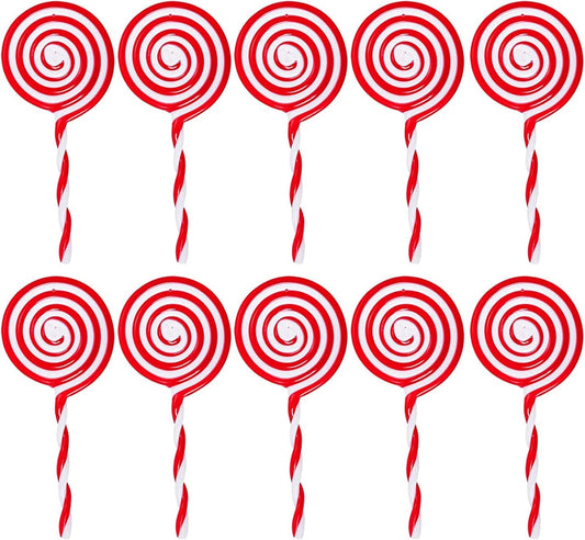 20PCS Christmas Lollipop Ornaments – Red & White Candy Tree Decorations for Xmas Tree Hanging, Home & Holiday Party Décor