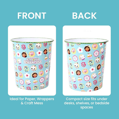 Kids Waste Paper Bin 7L – Gabby’s Dollhouse Design Plastic Trash Can for Bedroom, Study Desk & Playroom, Lightweight Open Top Dustbin