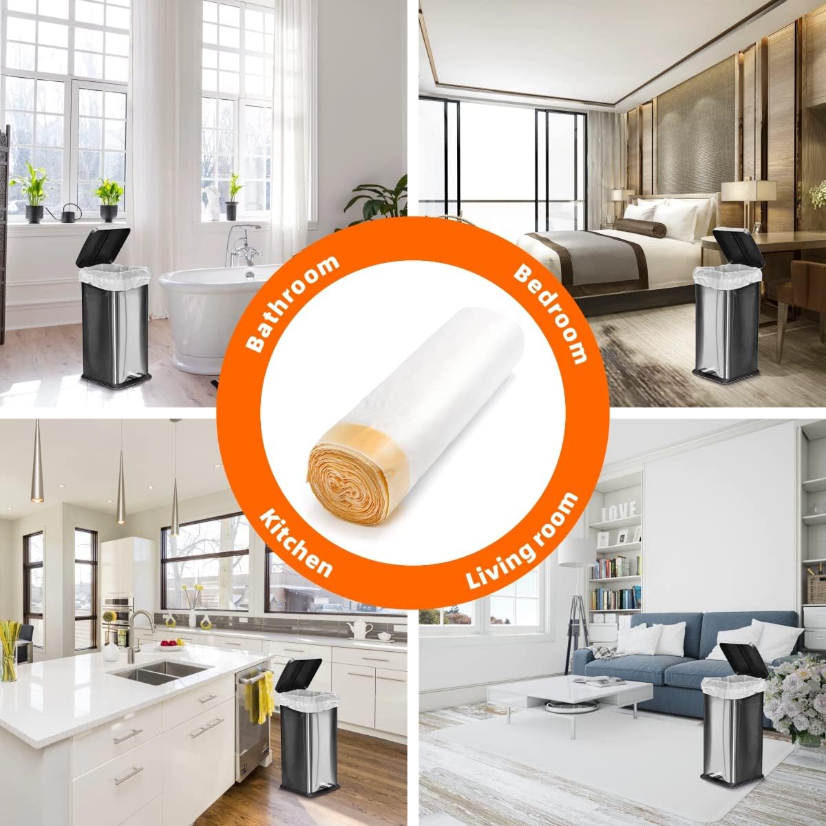 30L White Tie-Handle Bin Bags – Strong HDPE, Unscented, 20 Pack