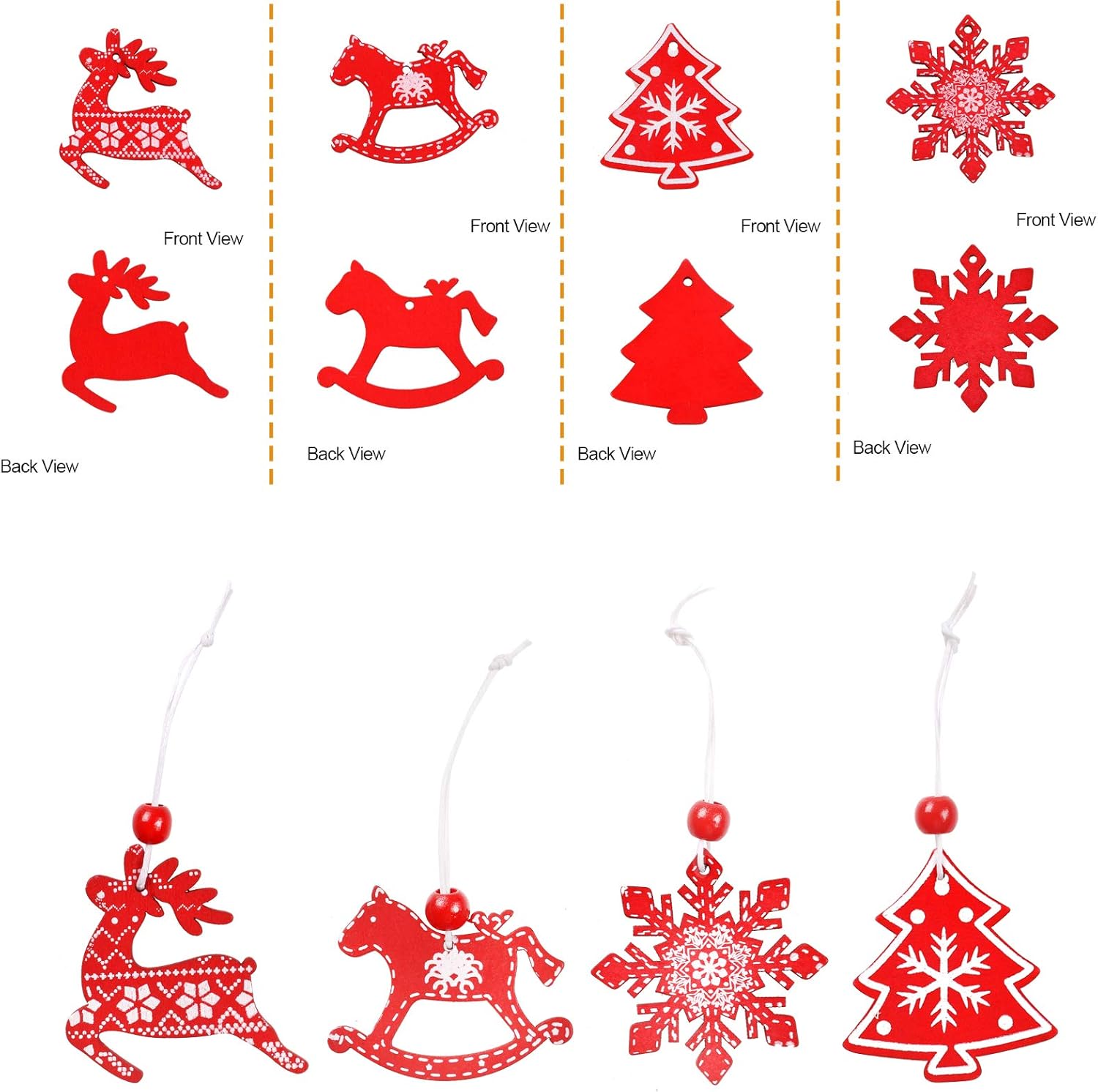 Wooden Christmas Tree Decorations – Hanging Rustic Ornaments for Tree, Wall & Holiday Party Décor, Reusable Wooden Pendant Set