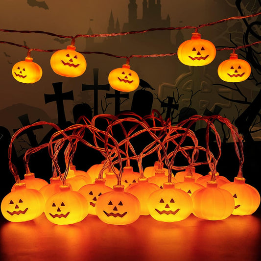 3M Halloween Pumpkin String Lights – 20 LED Battery Powered Fairy Lights for Indoor Outdoor Room, Garden & Party Decor