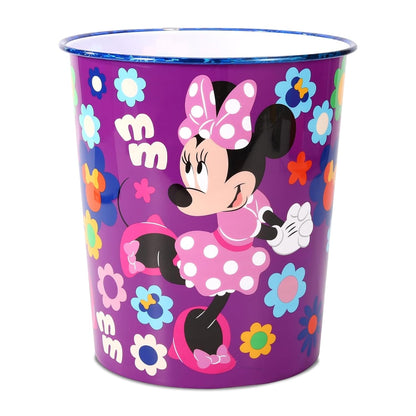 Kids Waste Paper Bin 7L – Minnie Mouse Design Plastic Trash Can for Bedroom, Study Desk & Playroom, Lightweight Open Top Dustbin