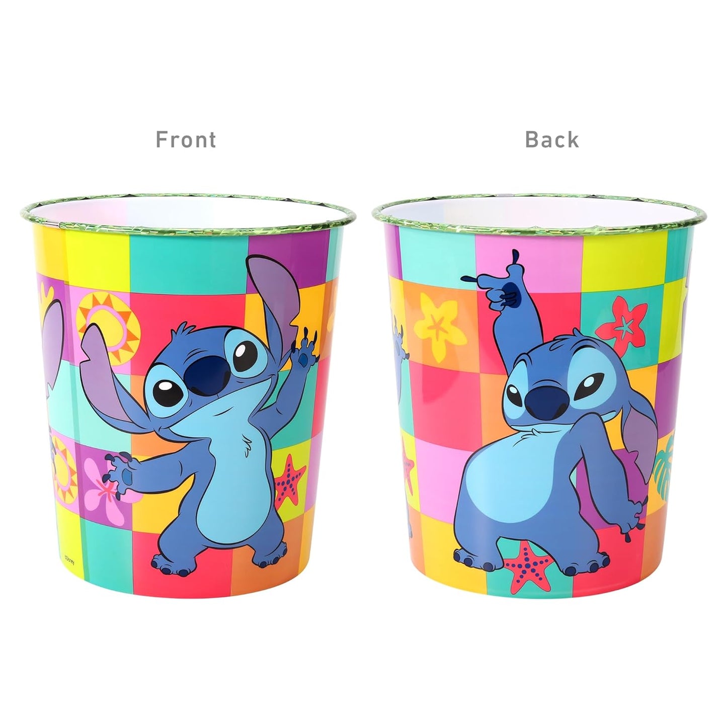 Kids Waste Paper Bin 7L – Stitch Fun Design Plastic Trash Can for Bedroom, Study Desk & Playroom, Lightweight Open Top Dustbin