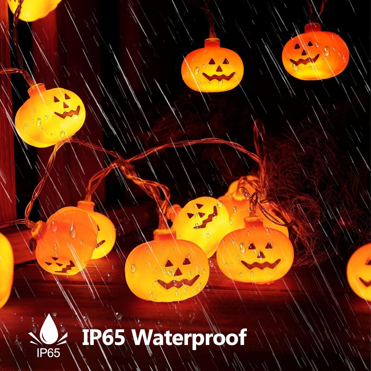 3M Halloween Pumpkin String Lights – 20 LED Battery Powered Fairy Lights for Indoor Outdoor Room, Garden & Party Decor