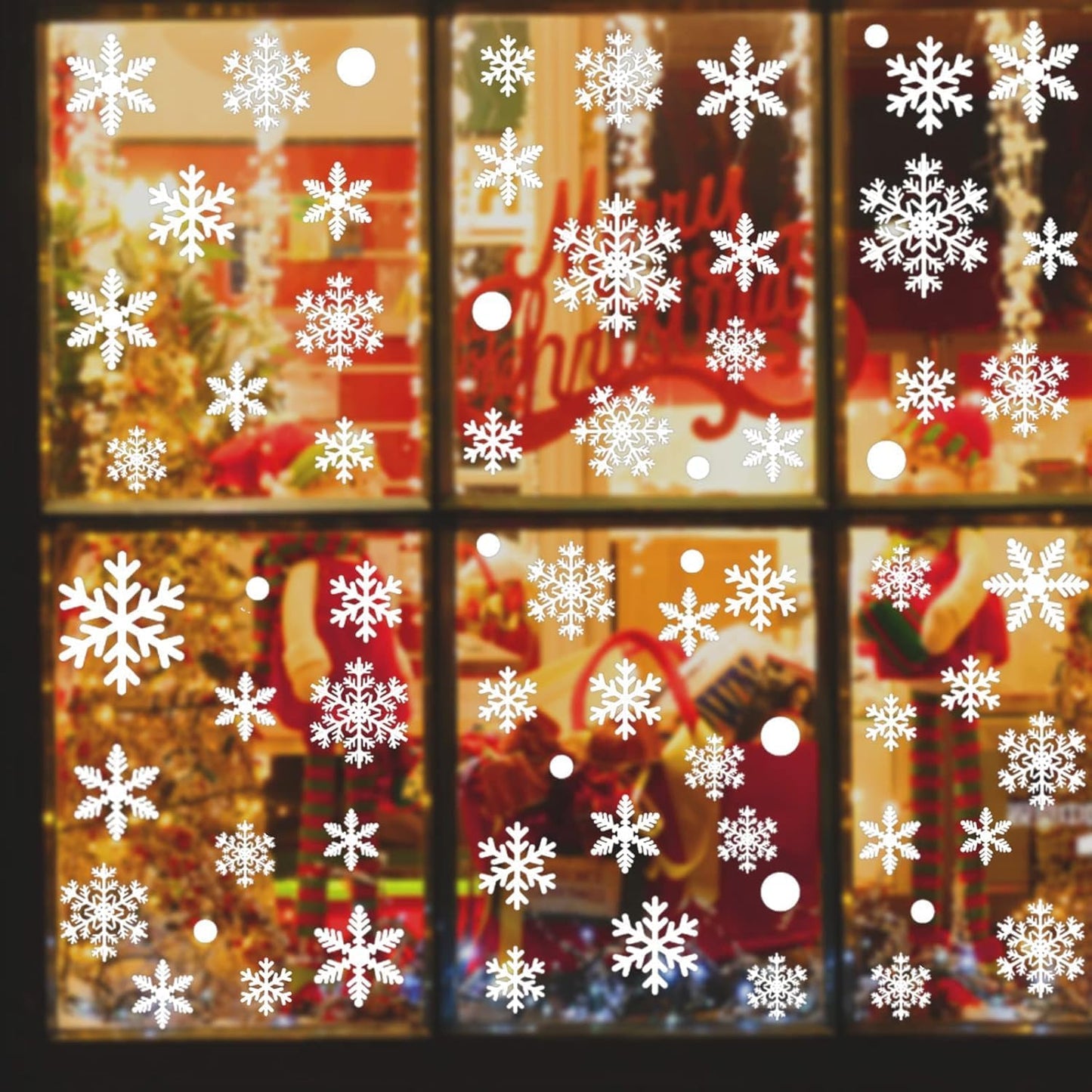 Christmas Snowflake Window Stickers – Reusable PVC Static Xmas Window Clings for Home, Shop Window Displays & Holiday Party Decorations