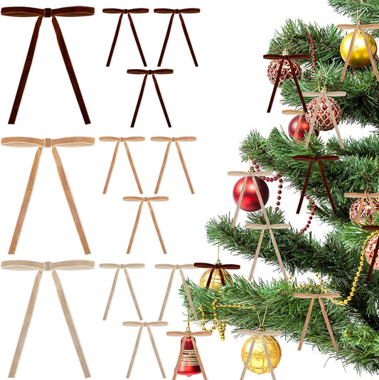 48PCS Christmas Velvet Bows – Vintage Style Ribbon Bows (5x7 Inch) for Xmas Tree, Wreath, Garland, Gift Wrapping & Holiday Home Decorations