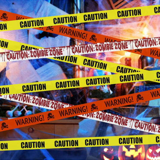 30M Halloween Caution Tape – Yellow Hazard Warning Fright Tape for Haunted House, Zombie Party & Outdoor Halloween Decorations