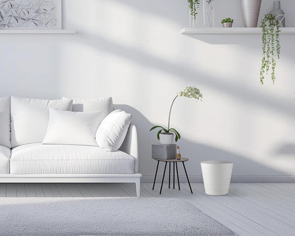 8L Plastic Paper Bin – Shatterproof Open Top Office & Desk Waste Basket, Modern Wave Design, White