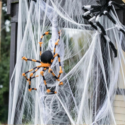 60g Halloween Spider Web with 40 Fake Spiders – Stretchable Cobweb for Outdoor Yard, Indoor Party & Haunted House Decoration