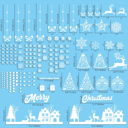 192 PCS Reusable Christmas Window Stickers – Double-Sided Static Snowflake Window Clings, White PVC Xmas Window Decorations for Home & Shop Windows