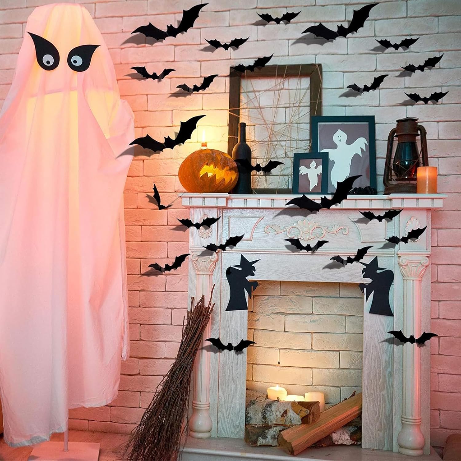 Halloween Bats Decorations 24PCS – 3D Stick On Wall Bats for Indoor & Outdoor Halloween Party, Home & Window Decorations