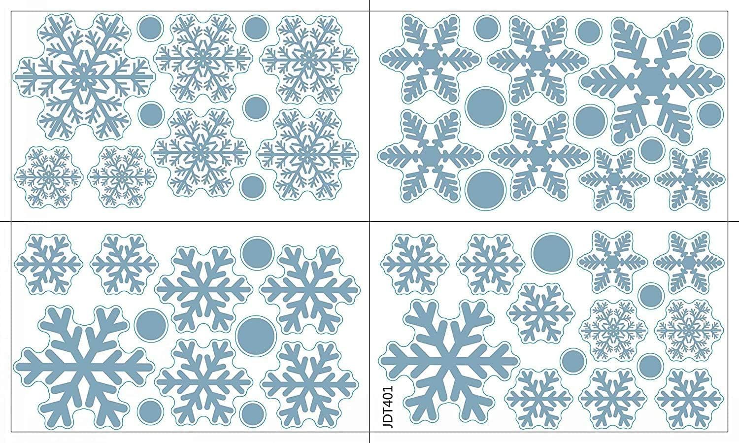 Christmas Snowflake Window Stickers – Reusable PVC Static Xmas Window Clings for Home, Shop Window Displays & Holiday Party Decorations