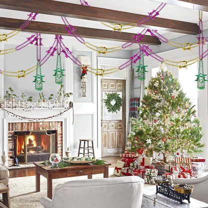 8Pcs Christmas Ceiling Decorations, 9Ft Hanging Foil Garland Streamers & Swirls – Xmas New Year Party Hanging Decor for Holiday Home & Office