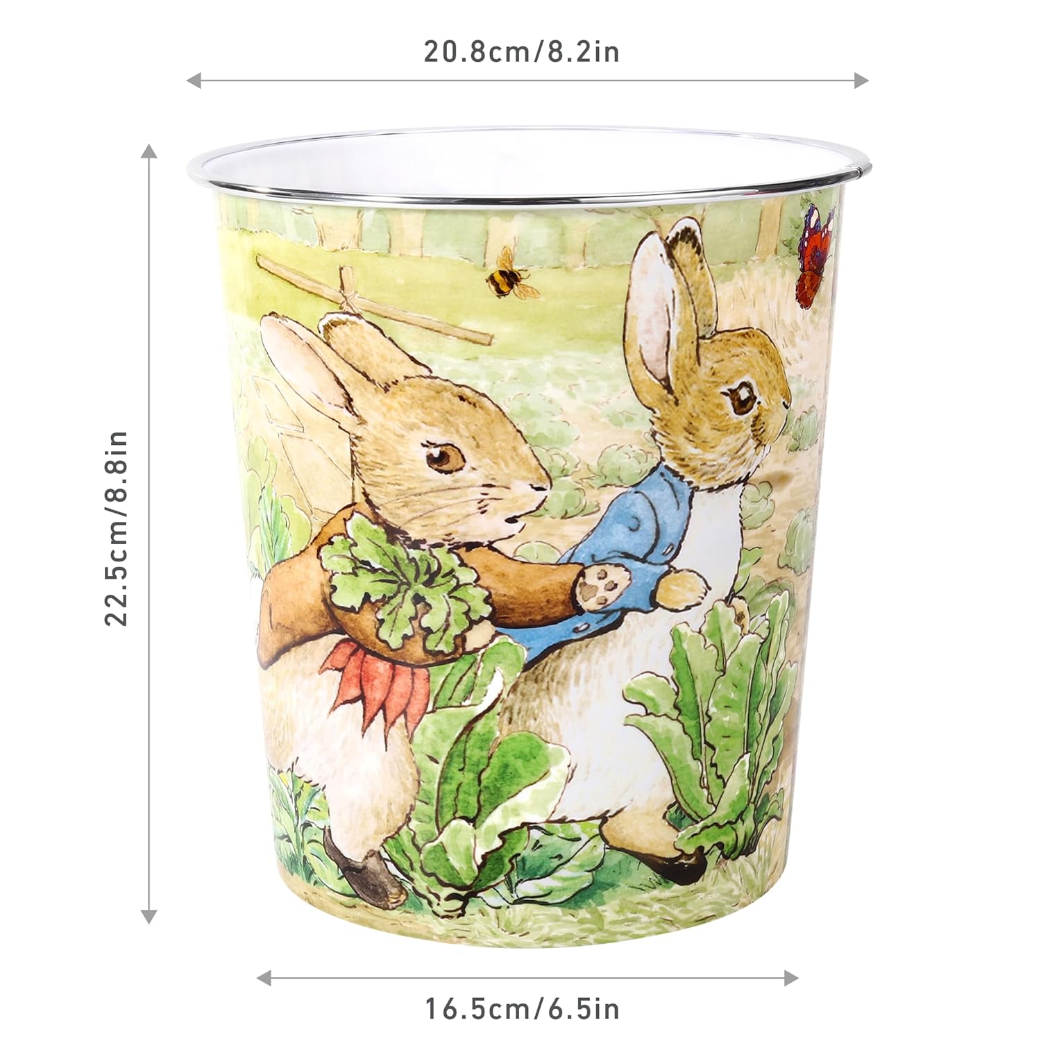 Kids Waste Paper Bin 7L – Peter Rabbit Classic Design Plastic Trash Can for Bedroom, Study Desk & Playroom, Lightweight Open Top Dustbin