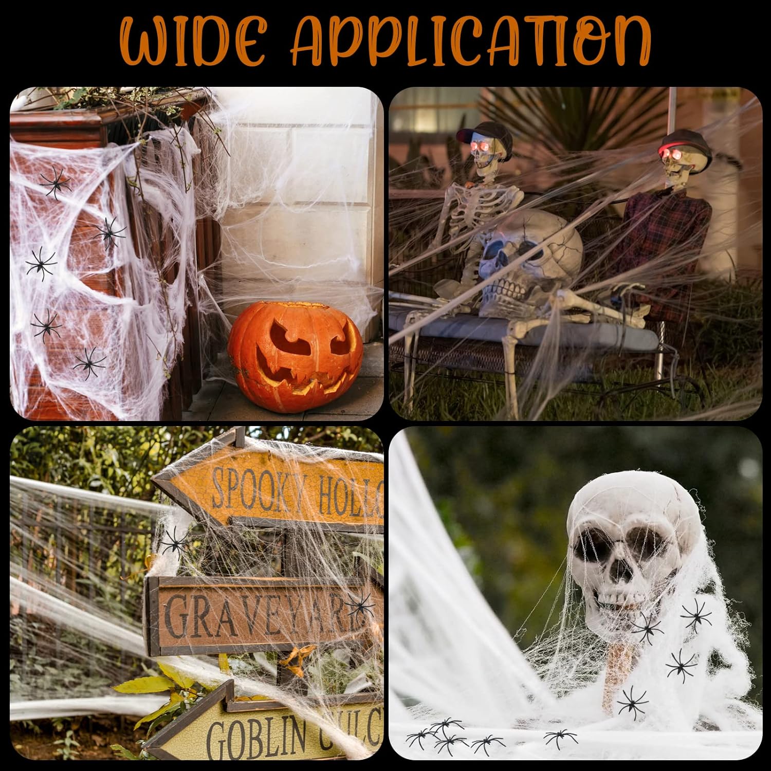 Halloween Spider Web 60g with 30pcs Fake Spiders – Stretchable Cobweb for Haunted House, Outdoor & Indoor Halloween Decorations