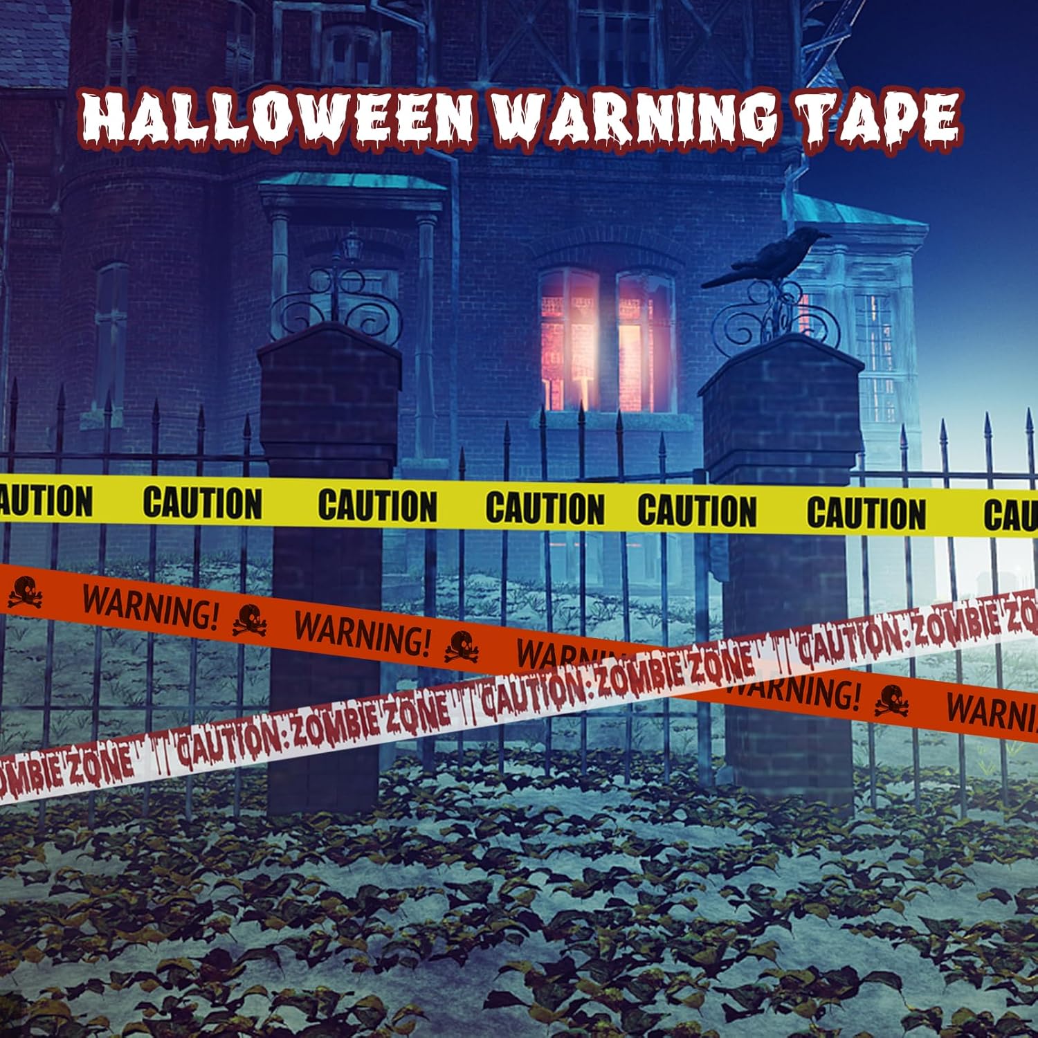 30M Halloween Caution Tape – Yellow Hazard Warning Fright Tape for Haunted House, Zombie Party & Outdoor Halloween Decorations
