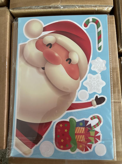 82PCS Christmas Window Stickers – 5 Sheets Reusable Double-Sided Static Clings with Santa, Reindeer & Snowflakes for Glass, Home & Holiday Decorations