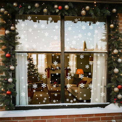 Christmas Snowflake Window Stickers – Reusable PVC Static Xmas Window Clings for Home, Shop Window Displays & Holiday Party Decorations