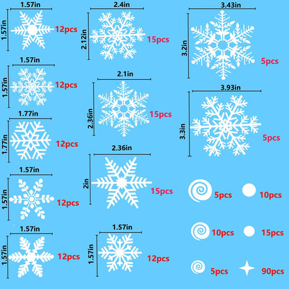 262 PCS Reusable Christmas Window Stickers – Removable Static Snowflake Window Clings, White PVC Xmas Decorations for Home, Shop & Glass Windows