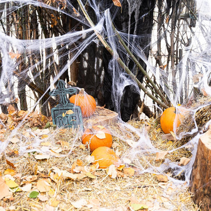 60g Halloween Spider Web with 40 Fake Spiders – Stretchable Cobweb for Outdoor Yard, Indoor Party & Haunted House Decoration
