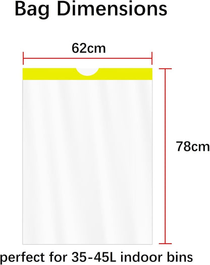 50L Drawstring Bin Bags – Strong HDPE Tie Handle Waste Liners, 20 Pack (62×78cm)